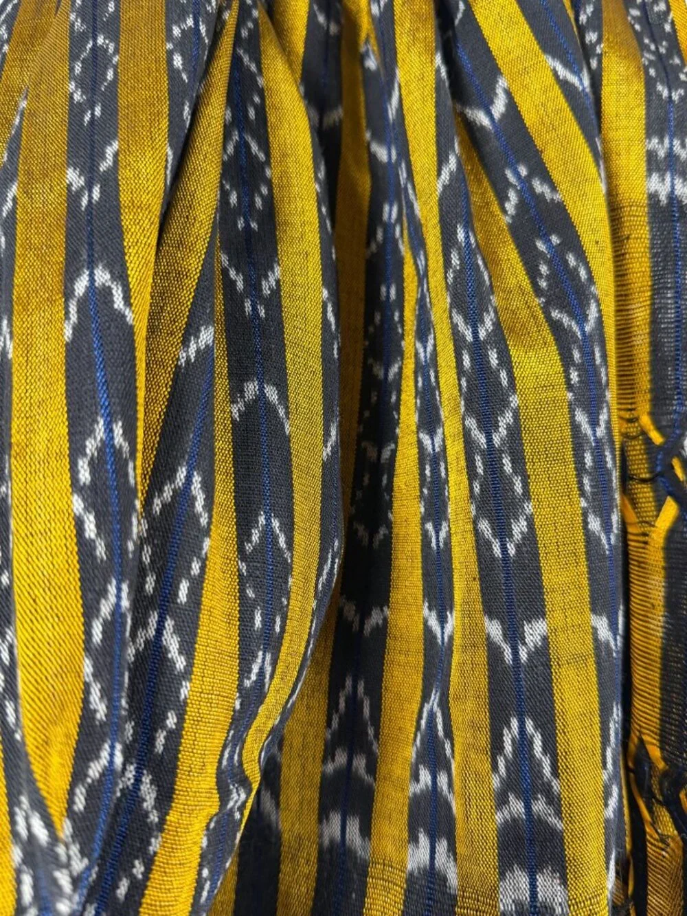 Handwoven Yellow Black Striped Scarf With Fringe 84